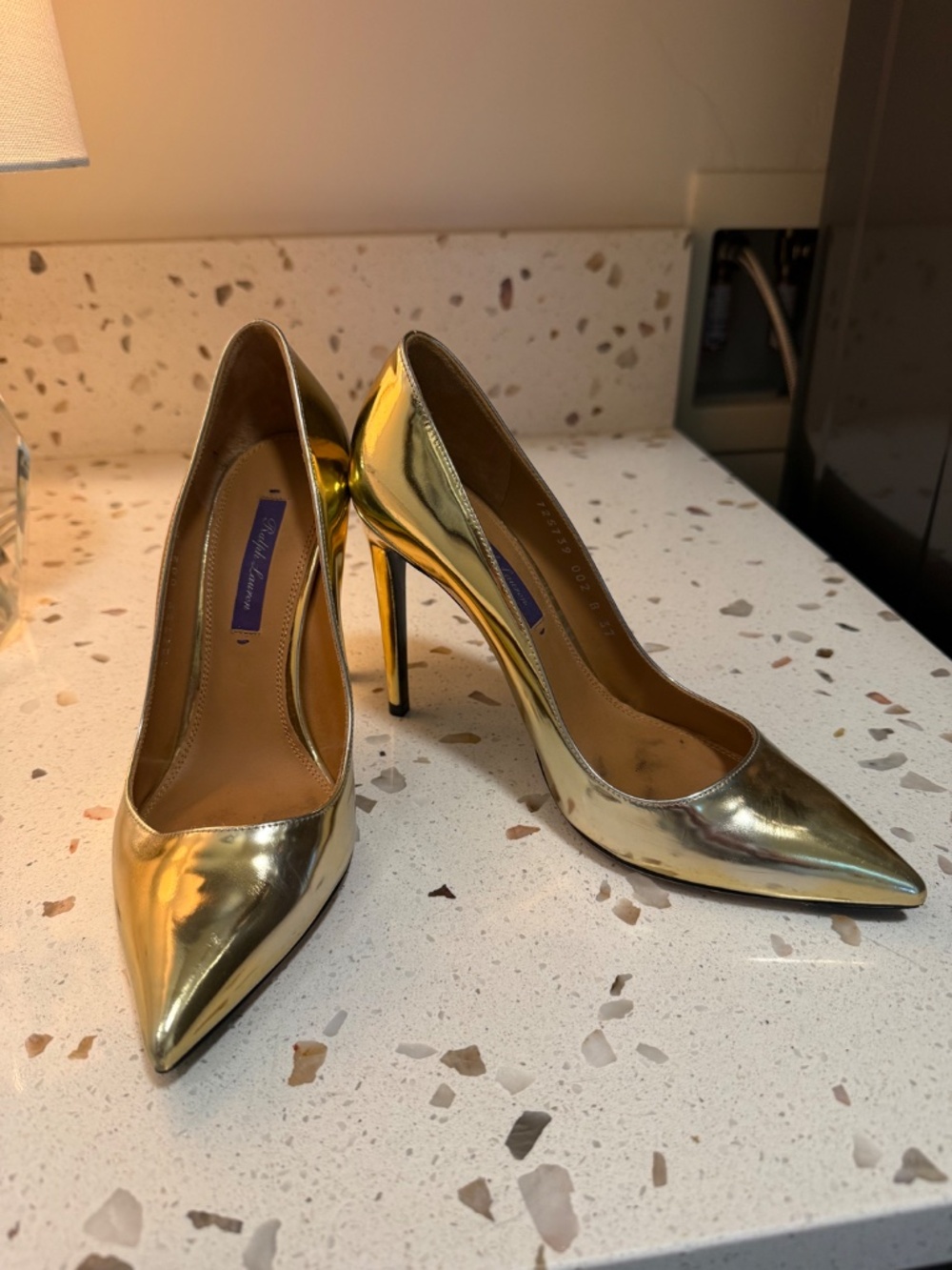 Ralph Lauren Gold Pumps - Picture 2 of 4